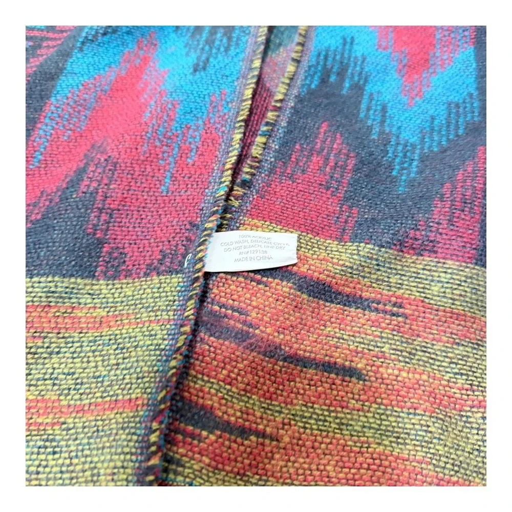 Southwestern Boho All Jazzed Up Hooded Poncho Cape One Size Multicolor Geometric